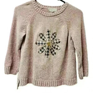 Btween little girls pink sweater with flower patch size 10